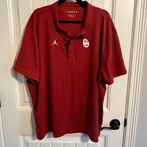 #3496. Jordan Oklahoma Sooners Men's Short Sleeve Burgundy Polo Shirt. Size 3XL